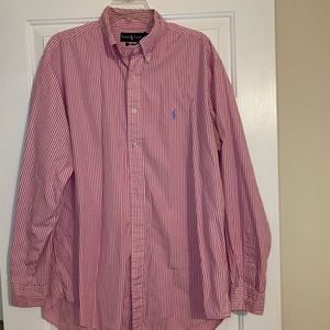 Pink and White Stripped Polo button down